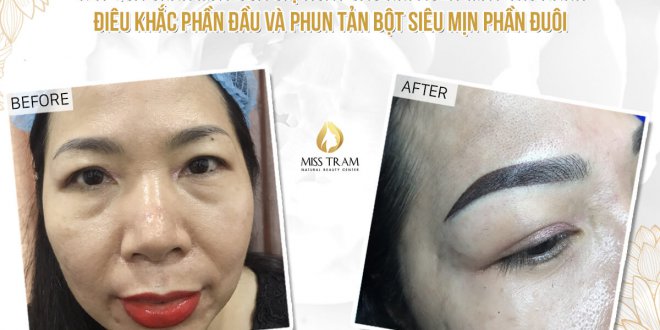 Before And After The Process of Browing Eyebrows, Head Sculpting And Powder Spraying 4