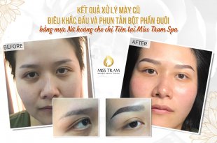 Before And After Treating Old Eyebrows - Sculpting And Spraying Beauty Powder 39