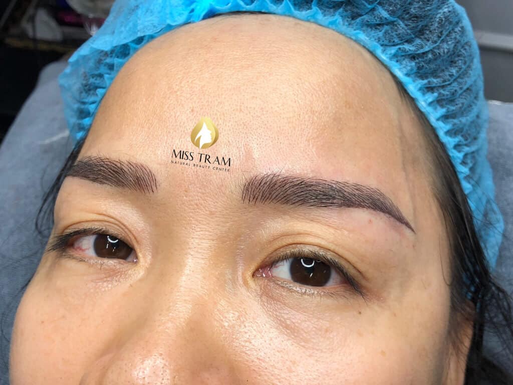 Before And After Treatment of Red Embroidered Eyebrows and Queen Eyebrow Sculpture 13