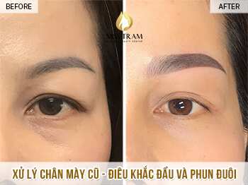 Trước Và Sau Xử Lý Mày Cũ - Điêu Khắc Đầu Kết Hợp Phun Tản Bột Đuôi Mày 5