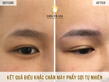 Trước Và Sau Điêu Khắc Chân Mày Phẩy Sợi Tự Nhiên Đẹp Cho Nữ 4