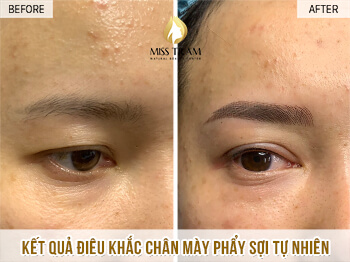 Trước Và Sau Điêu Khắc Mày Phẩy Sợi Đẹp Tự Nhiên Khắc Phục Đuôi Mày Ngắn 6