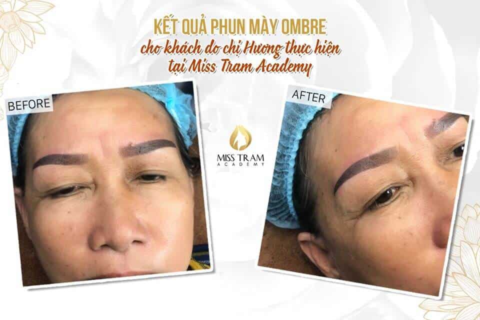 Results of Student's Ombre Eyebrow Spraying Procedure for Customers 3