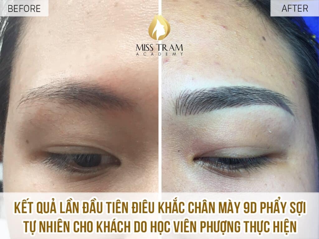 Practitioner Phuong made the first model. Sculpting 9D eyebrows with natural fibers