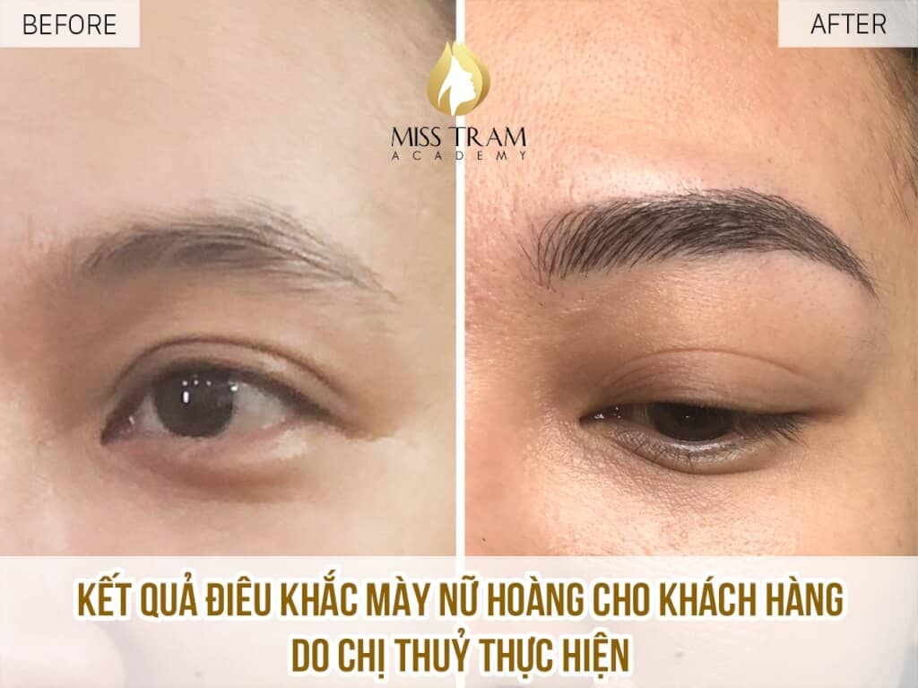 Học Viên Chị Thủy Thực Hiện Điêu Khắc Chân Mày Nữ Hoàng