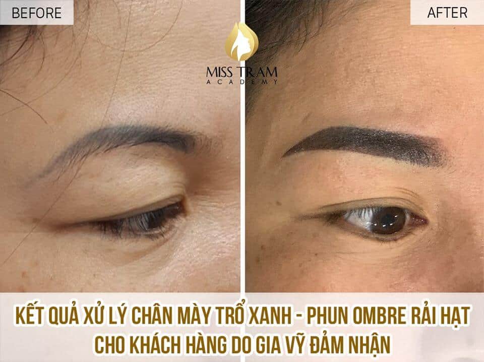 Học Viên Lên Mẫu Xử Lý Mày Trổ Xanh - Chỉnh Dáng Bỏ Đuôi Cụp, Phun Ombre Rải Hạt 3