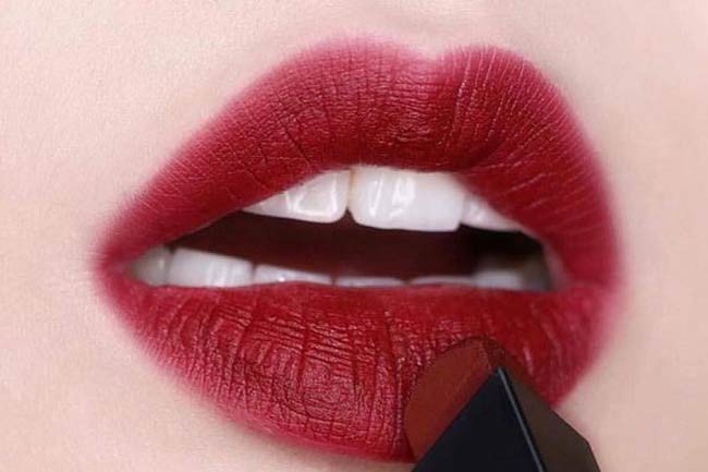 Wine red lipstick